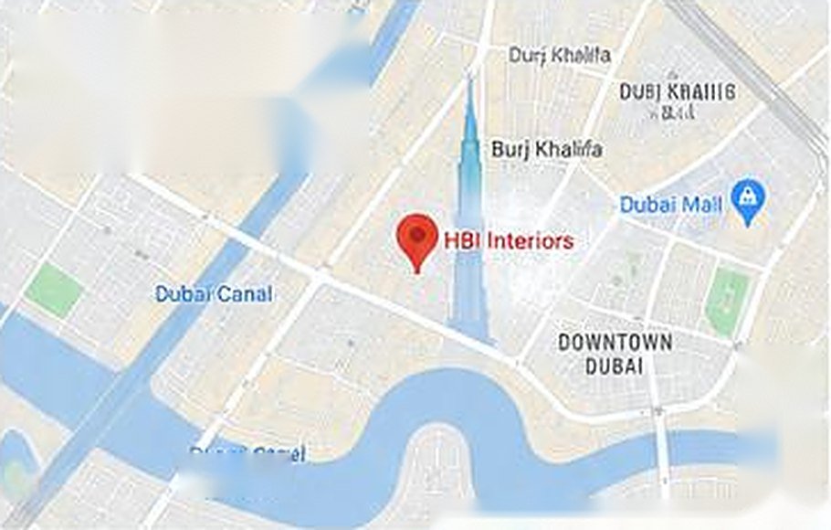 Map showing HBI Interiors in Business Bay, Dubai